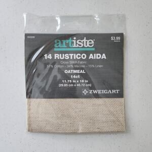Artiste 14-Count Rustico Aida Cross Stitch Fabric - 11.75 in x 18 in New
